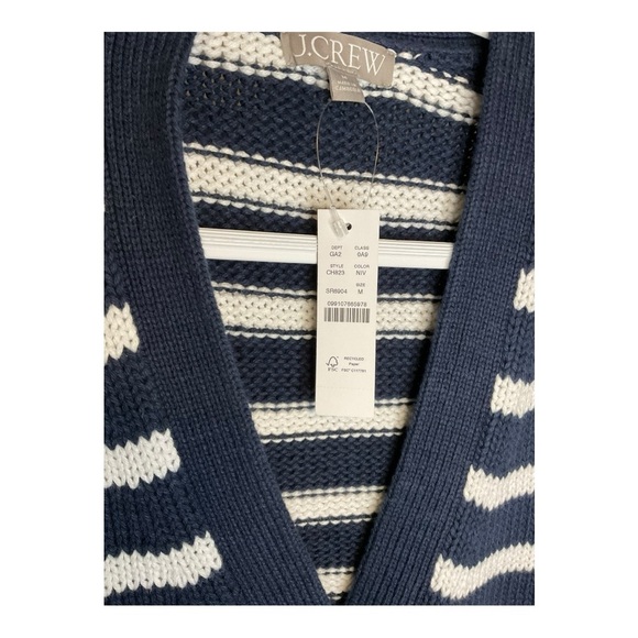 J. Crew Heritage Cotton Relaxed Cardigan in Stripe Size M NWT - Picture 3 of 3